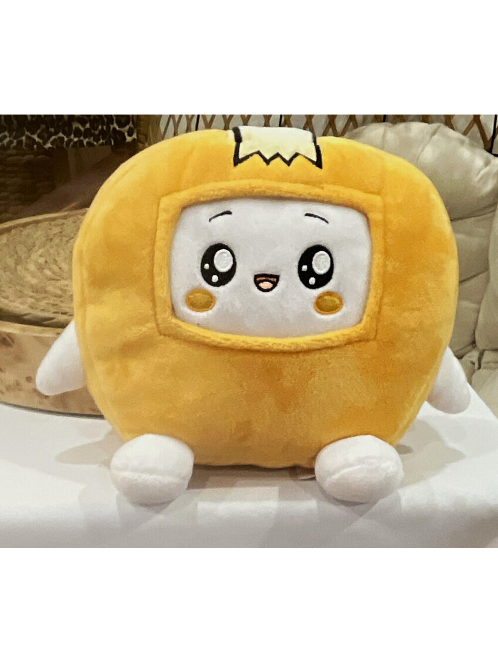 LankyBox Boxy Yellow & White Plush 6-14in Small Washable 2022